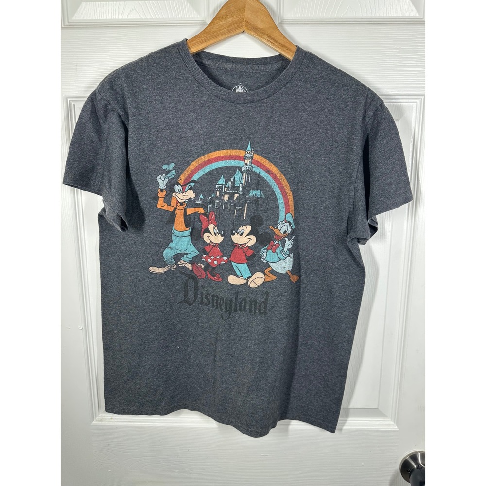 Disney T-Shirt Womens M Gray Disneyland Mickey Minnie Goofy Donald Graphic Tee